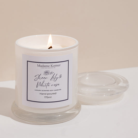 Sheer Lily & White Rose | Luxury Scented Candle - 175ml